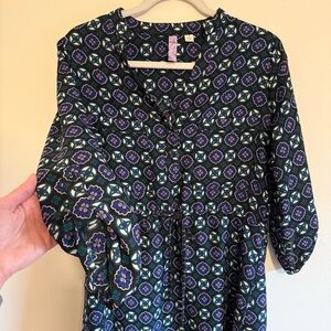 Geometric Patterned Tie Waste Dress